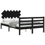 Bed frame with black solid wood headboard 120x200 cm by vidaXL, Beds and slatted bases - Ref: Foro24-3195285, Price: 148,99 €...