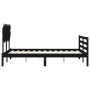 Bed frame with black solid wood headboard 120x200 cm by vidaXL, Beds and slatted bases - Ref: Foro24-3195285, Price: 148,99 €...