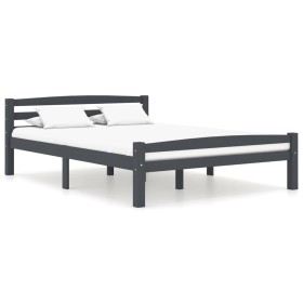 Solid pine wood bed frame dark grey 120x200 cm by vidaXL, Beds and slatted bases - Ref: Foro24-322091, Price: 87,41 €, Discou...