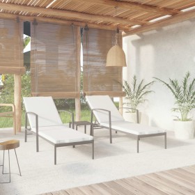 Sonnenliegen mit Tisch 2 Einheiten aus schwarzem synthetischem Rattan von vidaXL, Liegen - Ref: Foro24-317638, Preis: 182,99 ...