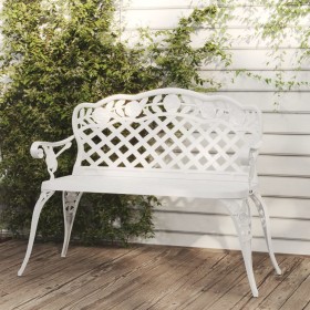 Banco de jardín de aluminio fundido blanco 108 cm de vidaXL, Bancos de jardín - Ref: Foro24-317742, Precio: 230,99 €, Descuen...