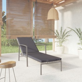 Lounger with gray synthetic rattan cushion by vidaXL, Loungers - Ref: Foro24-317636, Price: 94,99 €, Discount: %