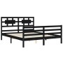 Bed frame with black solid wood headboard 160x200 cm by vidaXL, Beds and slatted bases - Ref: Foro24-3194455, Price: 161,49 €...