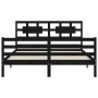 Bed frame with black solid wood headboard 160x200 cm by vidaXL, Beds and slatted bases - Ref: Foro24-3194455, Price: 161,49 €...