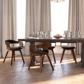 Dining chairs 4 pcs curved wood and black synthetic leather by vidaXL, dining chairs - Ref: Foro24-3092383, Price: 529,75 €, ...