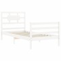 White solid wood bed frame with headboard 90x200 cm by vidaXL, Beds and slatted bases - Ref: Foro24-3194427, Price: 104,46 €,...