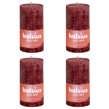 Bolsius Shine rustic candles 4 units red velvet 130x68 mm by Bolsius, Candles - Ref: Foro24-440832, Price: 23,18 €, Discount: %