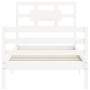 White solid wood bed frame with headboard 90x200 cm by vidaXL, Beds and slatted bases - Ref: Foro24-3194427, Price: 104,46 €,...