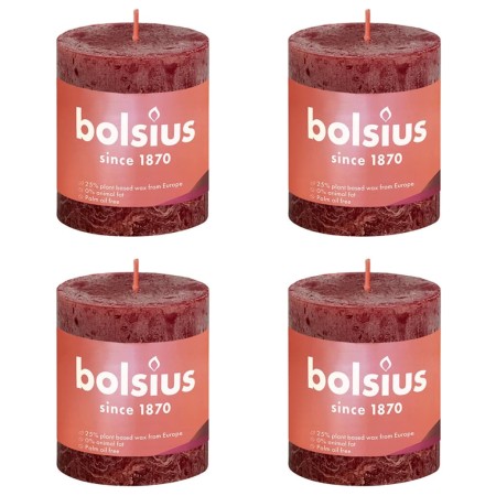 Bolsius Shine rustic candles 4 units red velvet 80x68 mm by Bolsius, Candles - Ref: Foro24-440817, Price: 20,86 €, Discount: %