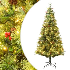 Weihnachtsbaum mit Lichtern und Tannenzapfen PVC PE grün 225 cm von vidaXL, Weihnachtsbäume - Ref: Foro24-3094558, Preis: 180...