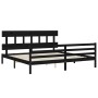 Bed frame with black solid wood headboard 200x200 cm by vidaXL, Beds and slatted bases - Ref: Foro24-3195180, Price: 165,62 €...