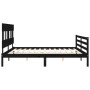 Bed frame with black solid wood headboard 200x200 cm by vidaXL, Beds and slatted bases - Ref: Foro24-3195180, Price: 165,62 €...