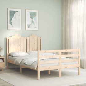 Bed frame with solid wood headboard 120x200 cm by vidaXL, Beds and slatted bases - Ref: Foro24-3194176, Price: 125,99 €, Disc...