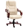 Silla de oficina de masaje de cuero auténtico color crema de vidaXL, Sillas de oficina - Ref: Foro24-20568, Precio: 258,99 €,...