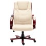 Silla de oficina de masaje de cuero auténtico color crema de vidaXL, Sillas de oficina - Ref: Foro24-20568, Precio: 258,99 €,...