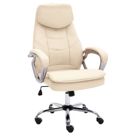 Silla de oficina de cuero auténtico color crema de vidaXL, Sillas de oficina - Ref: Foro24-20564, Precio: 250,60 €, Descuento: %