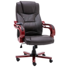 Silla de oficina de masaje de cuero auténtico marrón de vidaXL, Sillas de oficina - Ref: Foro24-20567, Precio: 299,99 €, Desc...