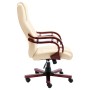 Silla de oficina de cuero auténtico color crema de vidaXL, Sillas de oficina - Ref: Foro24-20561, Precio: 268,90 €, Descuento: %