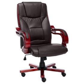 Silla de oficina de cuero auténtico marrón de vidaXL, Sillas de oficina - Ref: Foro24-20565, Precio: 282,99 €, Descuento: %