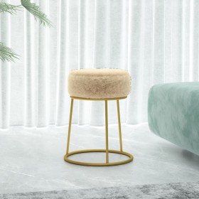 Cream Round Hocker Plush by vidaXL, Folding stools and chairs - Ref: Foro24-340264, Price: 43,99 €, Discount: %