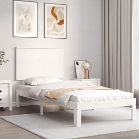 Estructura de cama con cabecero madera maciza blanco 100x200 cm de vidaXL, Camas y somieres - Ref: Foro24-3193652, Precio: 13...