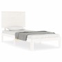 White solid wood bed frame with headboard 100x200 cm by vidaXL, Beds and slatted bases - Ref: Foro24-3193652, Price: 133,04 €...