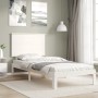 White solid wood bed frame with headboard 100x200 cm by vidaXL, Beds and slatted bases - Ref: Foro24-3193652, Price: 133,04 €...