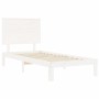 White solid wood bed frame with headboard 100x200 cm by vidaXL, Beds and slatted bases - Ref: Foro24-3193652, Price: 133,04 €...