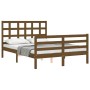 Honey brown solid wood bed frame and headboard 120x200 cm by vidaXL, Beds and slatted bases - Ref: Foro24-3193984, Price: 131...