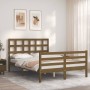 Honey brown solid wood bed frame and headboard 120x200 cm by vidaXL, Beds and slatted bases - Ref: Foro24-3193984, Price: 131...