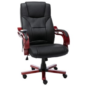 Black massage office chair genuine leather by vidaXL, Office chairs - Ref: Foro24-20581, Price: 301,63 €, Discount: %