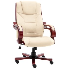 Silla de oficina de cuero auténtico color crema de vidaXL, Sillas de oficina - Ref: Foro24-20566, Precio: 276,99 €, Descuento: %