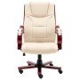 Silla de oficina de cuero auténtico color crema de vidaXL, Sillas de oficina - Ref: Foro24-20566, Precio: 276,46 €, Descuento: %