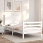 White solid wood bed frame with headboard 90x200 cm by vidaXL, Beds and slatted bases - Ref: Foro24-3195207, Price: 112,36 €,...