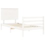 White solid wood bed frame with headboard 90x200 cm by vidaXL, Beds and slatted bases - Ref: Foro24-3195207, Price: 112,36 €,...