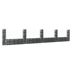 U-shaped gabion basket with 5 iron posts measuring 500x20x100 cm. by vidaXL, fence panels - Ref: Foro24-151278, Price: 121,99...