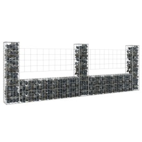 U-shaped gabion basket 3 iron posts 260x20x100 cm by vidaXL, fence panels - Ref: Foro24-151276, Price: 87,99 €, Discount: %