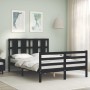 Bed frame with black solid wood headboard 140x200 cm by vidaXL, Beds and slatted bases - Ref: Foro24-3194120, Price: 164,68 €...