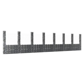 U-shaped gabion basket 8 iron posts 860x20x200 cm by vidaXL, fence panels - Ref: Foro24-151295, Price: 531,40 €, Discount: %