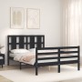 Bed frame with black solid wood headboard 140x200 cm by vidaXL, Beds and slatted bases - Ref: Foro24-3194120, Price: 164,68 €...