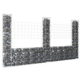 U-shaped gabion basket 3 iron posts 260x20x150 cm by vidaXL, fence panels - Ref: Foro24-151283, Price: 103,99 €, Discount: %