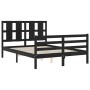 Bed frame with black solid wood headboard 140x200 cm by vidaXL, Beds and slatted bases - Ref: Foro24-3194120, Price: 164,68 €...