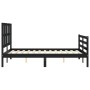 Bed frame with black solid wood headboard 140x200 cm by vidaXL, Beds and slatted bases - Ref: Foro24-3194120, Price: 164,68 €...