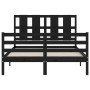 Bed frame with black solid wood headboard 140x200 cm by vidaXL, Beds and slatted bases - Ref: Foro24-3194120, Price: 164,68 €...