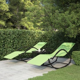 Rocking loungers 2 pcs steel and green textilene by vidaXL, Loungers - Ref: Foro24-318135, Price: 139,66 €, Discount: %