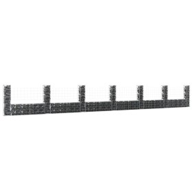 U-shaped gabion basket 2 iron posts 740x20x100 cm by vidaXL, fence panels - Ref: Foro24-151280, Price: 195,27 €, Discount: %