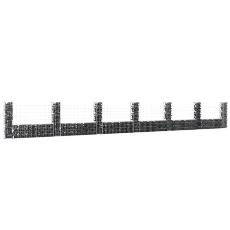 U-shaped gabion basket 2 iron posts 740x20x100 cm by vidaXL, fence panels - Ref: Foro24-151280, Price: 194,99 €, Discount: %