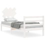 White solid wood bed frame with headboard 90x200 cm by vidaXL, Beds and slatted bases - Ref: Foro24-3195272, Price: 98,32 €, ...