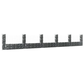 U-shaped gabion basket 6 iron posts 620x20x100 cm by vidaXL, fence panels - Ref: Foro24-151279, Price: 142,99 €, Discount: %