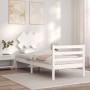 White solid wood bed frame with headboard 90x200 cm by vidaXL, Beds and slatted bases - Ref: Foro24-3195272, Price: 98,32 €, ...